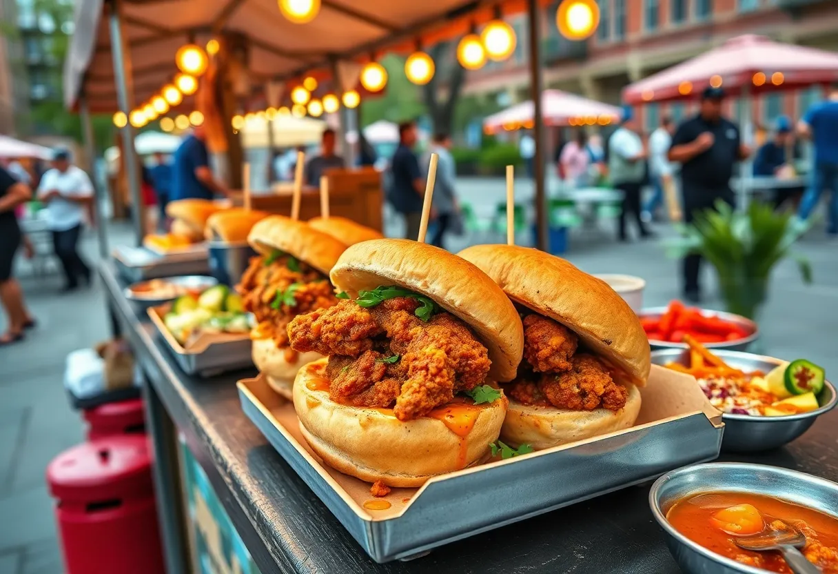 IndiHen's Indian fried chicken sandwich and sides
