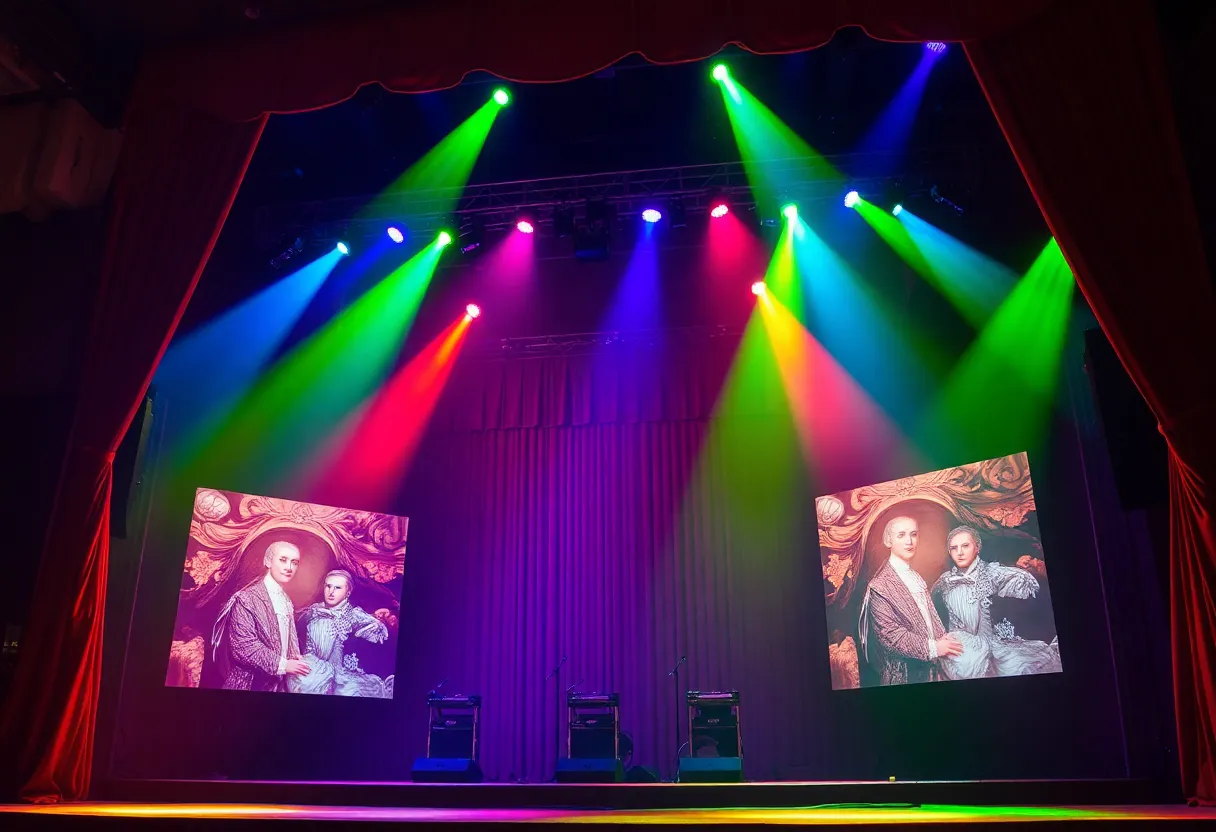 Lucy Dacus performing at the MGM Music Hall with vivid stage visuals.