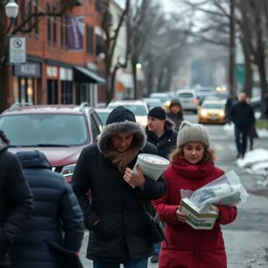 Street scene in Massachusetts reflecting energy challenges faced by families