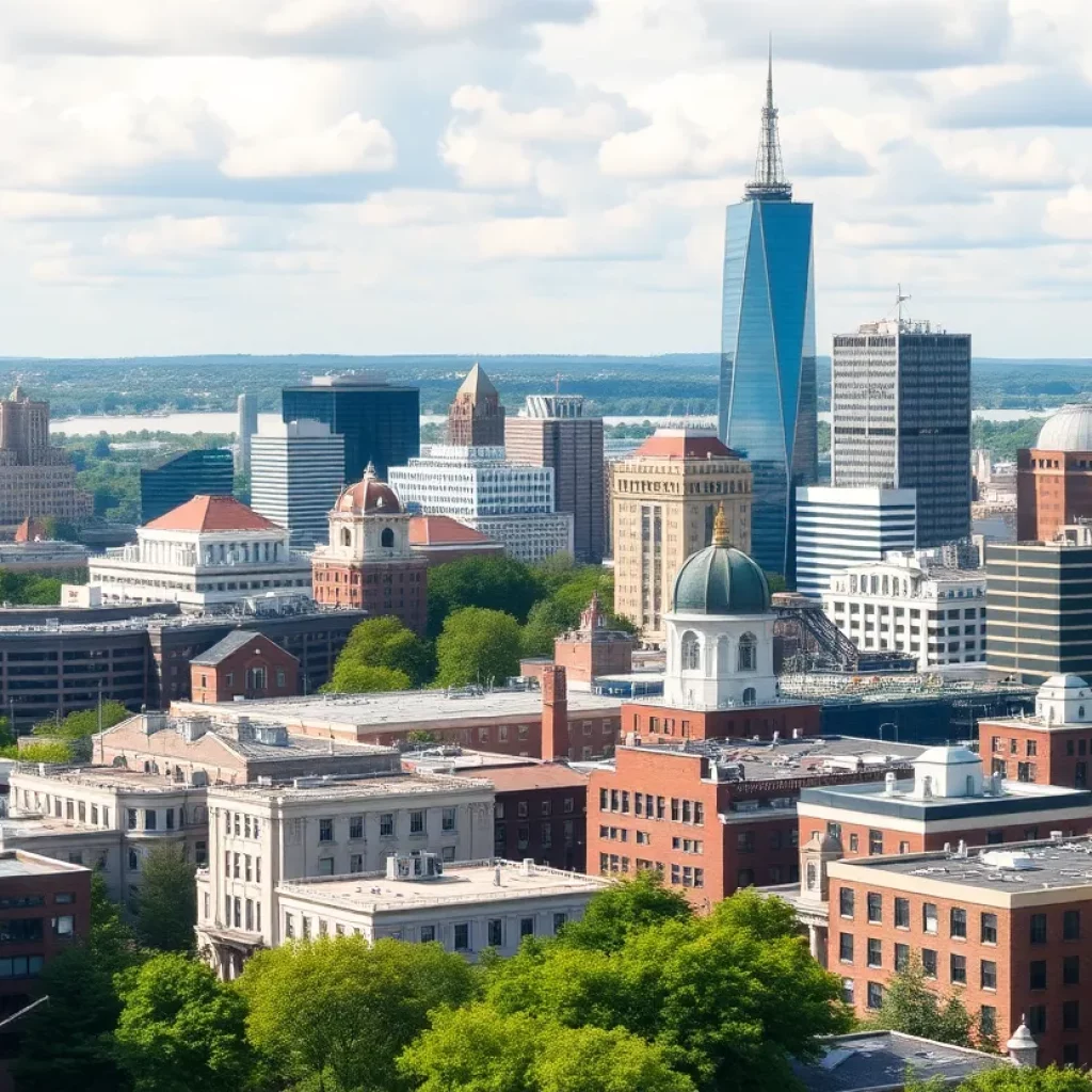 Cityscape of Massachusetts representing growth and wealth