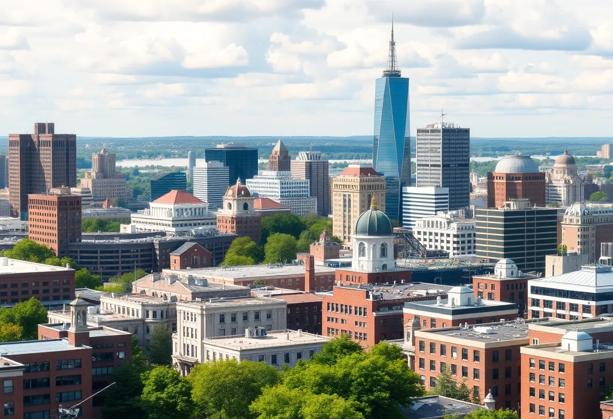 Cityscape of Massachusetts representing growth and wealth