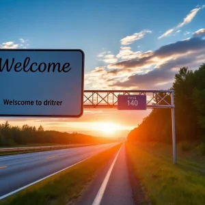 Scenic view of a Massachusetts highway sign supporting drivers