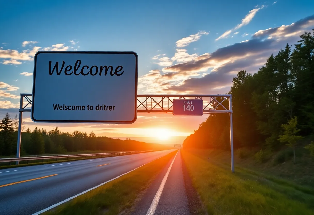 Scenic view of a Massachusetts highway sign supporting drivers