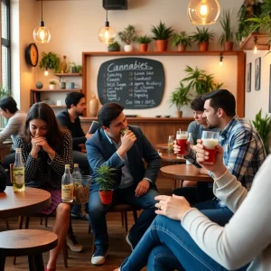 People enjoying cannabis in a safe social setting in Massachusetts.