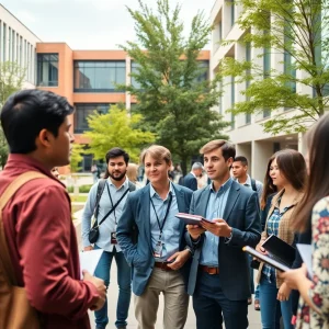 A bustling university campus representing education in Massachusetts.