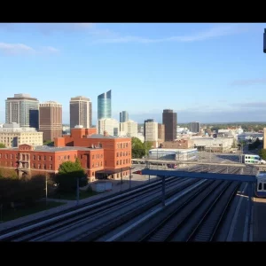 Urban view of Massachusetts highlighting public transportation and education facilities.