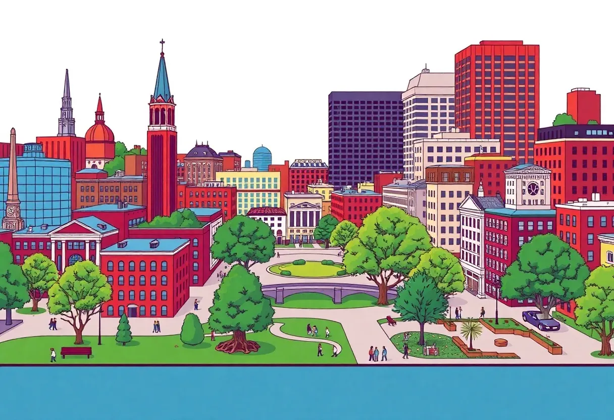 Illustration depicting the proposed MegaCambridge initiative between Cambridge and Boston.