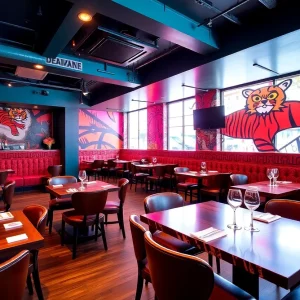 Interior view of Nowon gastropub featuring Korean cuisine decor