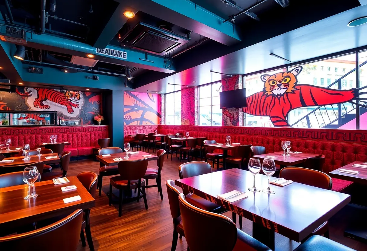 Interior view of Nowon gastropub featuring Korean cuisine decor