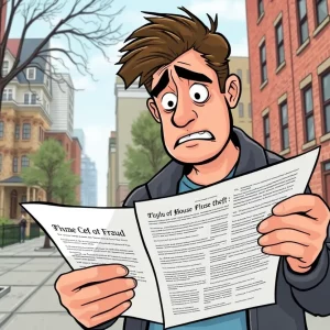 A worried homeowner contemplating property fraud