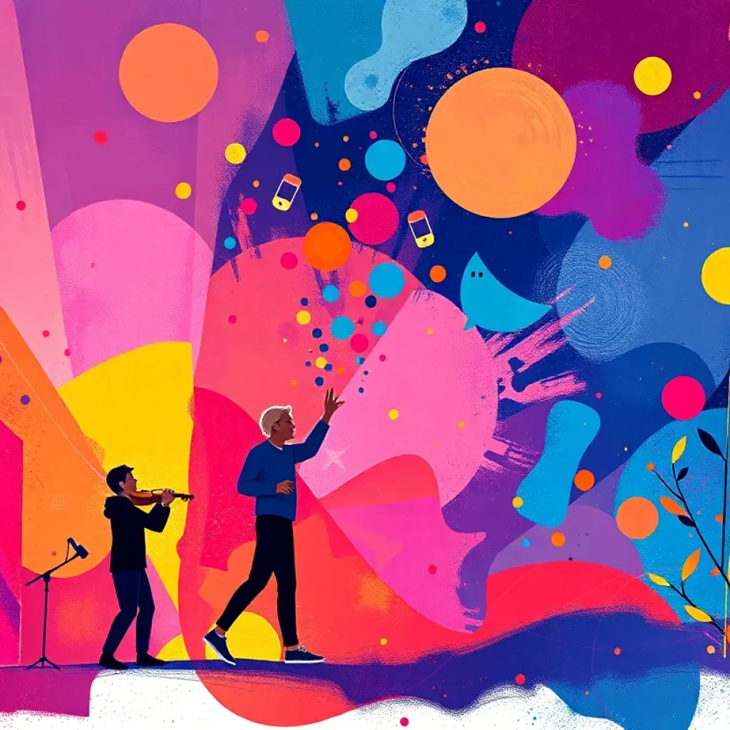 Illustration of a woman on a musical journey, representing self-discovery and growth.