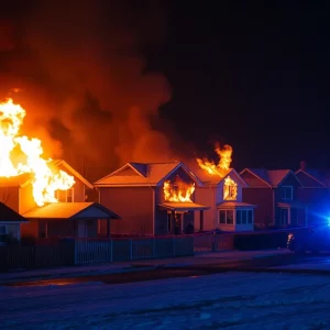 Firefighters battling a devastating house fire in Spencer, Massachusetts.