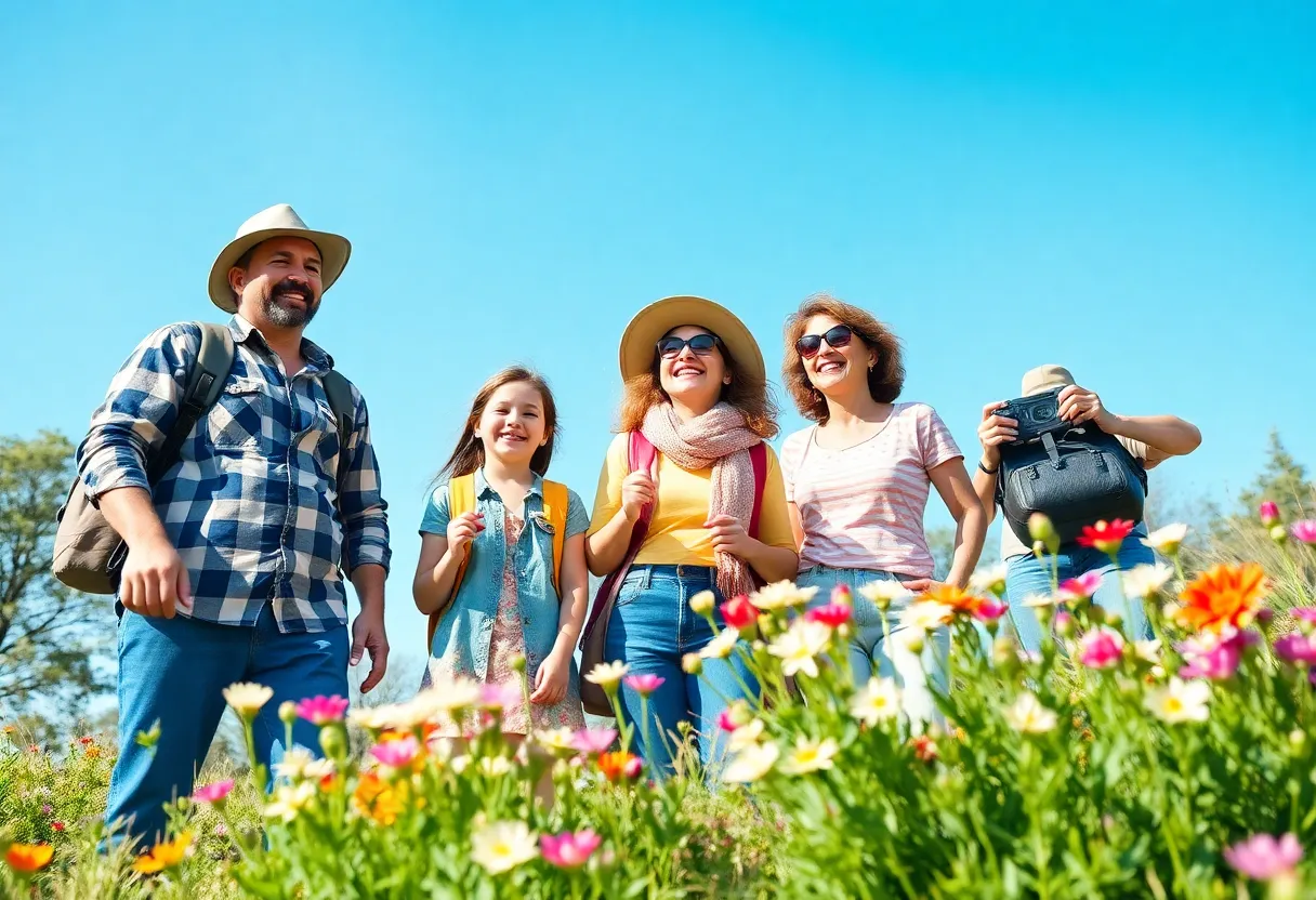 Family enjoying spring break activities outdoors in Massachusetts