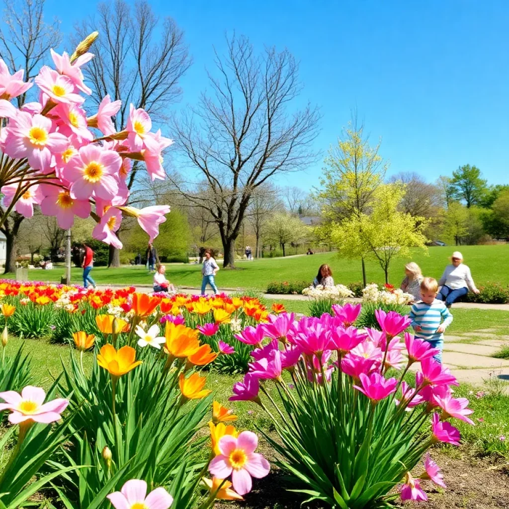 Families enjoying activities outdoors during April break in Massachusetts