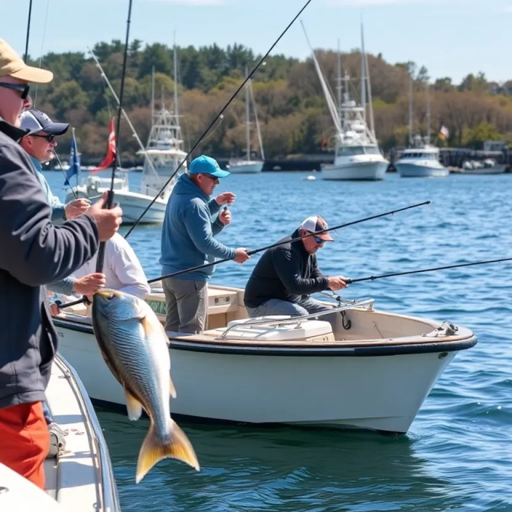 Anglers fishing in Massachusetts during the striped bass season