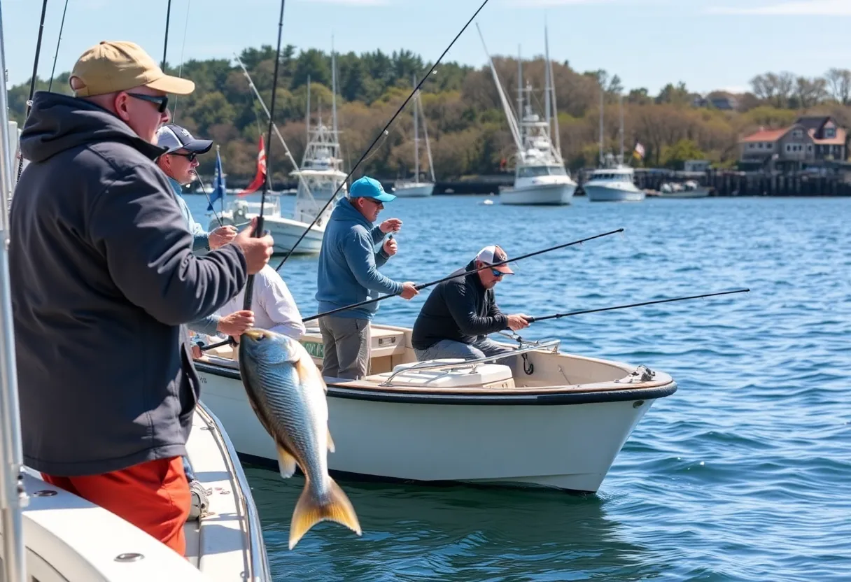 Anglers fishing in Massachusetts during the striped bass season