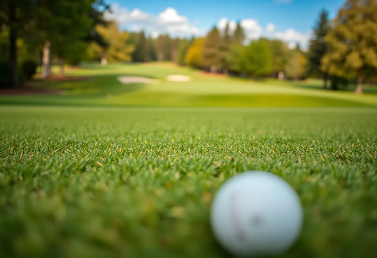 Indoor golf competition featuring a high-tech atmosphere.
