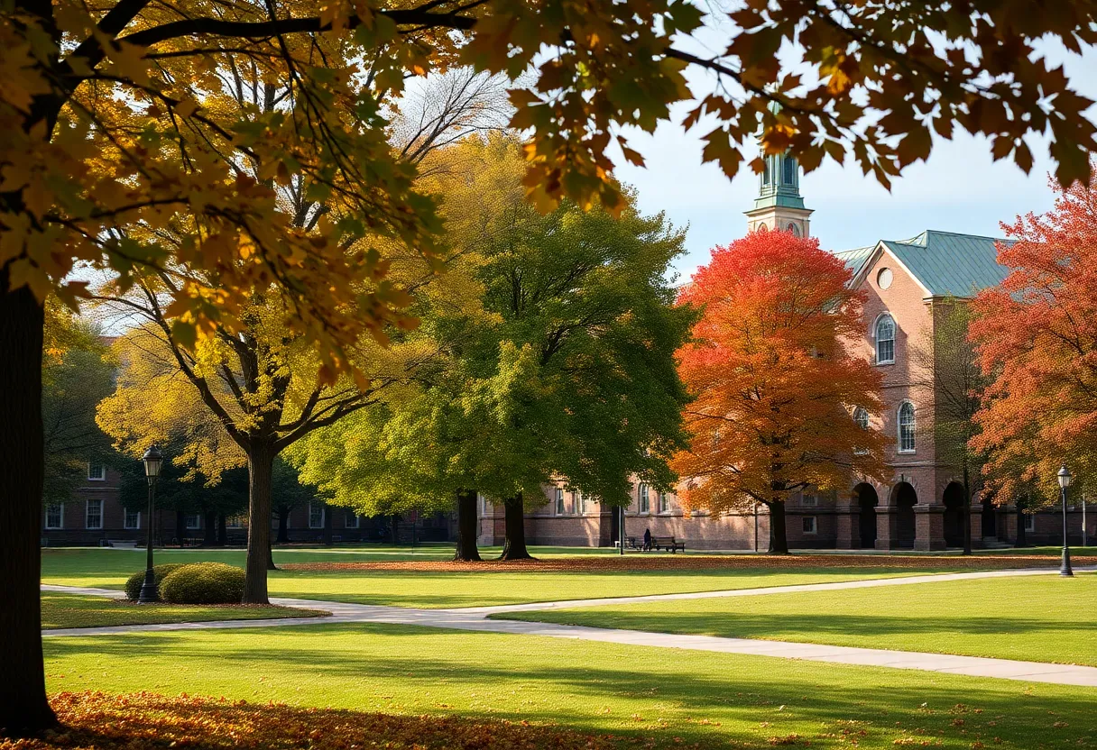 Wellesley College campus in autumn