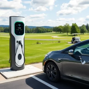 Wireless charging station for electric vehicles in a golf course setting