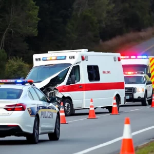 Roadway accident involving a police cruiser and ambulance on I-93