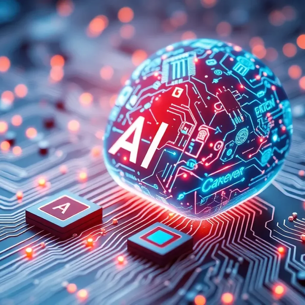 Abstract representation of AI technology and chip conflict