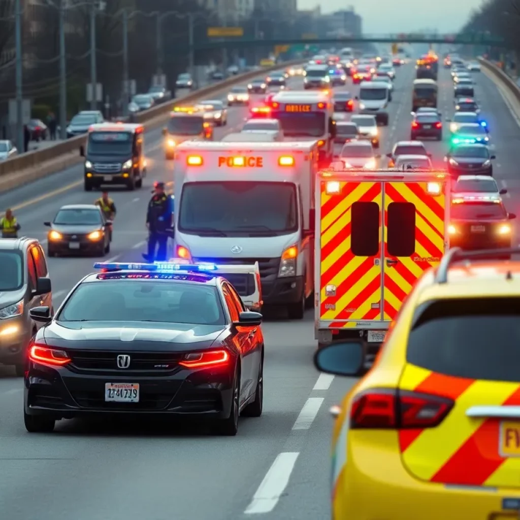 Boston ambulance and police cruiser involved in a crash on Interstate 93