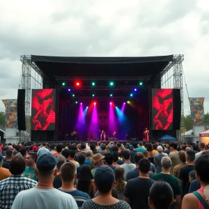 Crowd enjoying the Boston Calling Music Festival with live performances