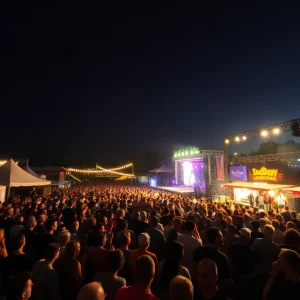 Crowd enjoying the Boston Calling Music Festival with multiple stages