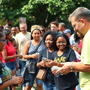 A community gathering in Boston promoting safety and engagement