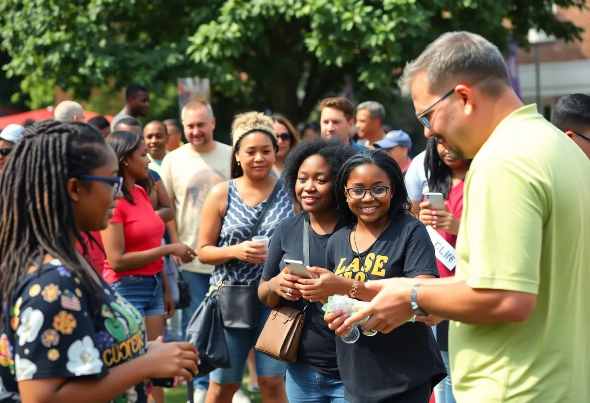 A community gathering in Boston promoting safety and engagement