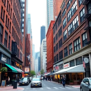 Boston cityscape with businesses