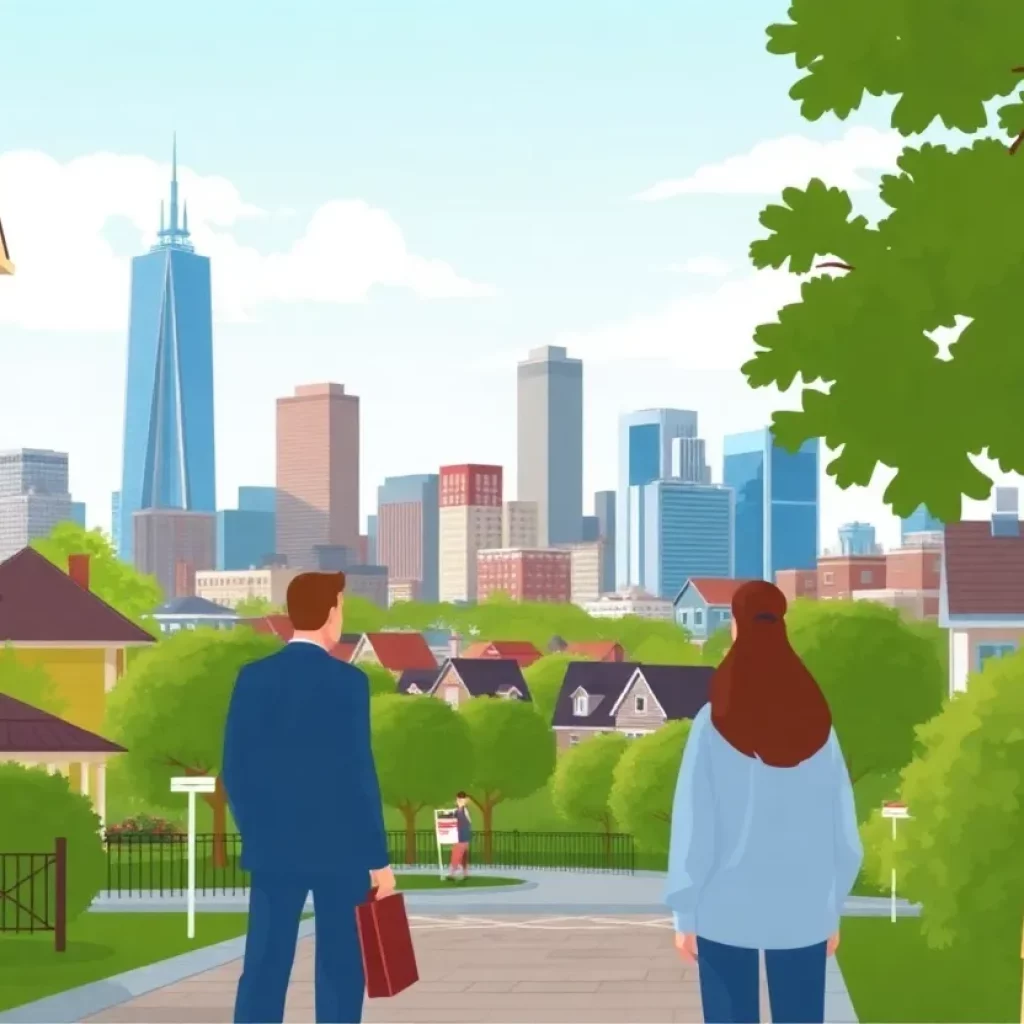 A scenic view of Greater Boston with houses, depicting the housing market trends.