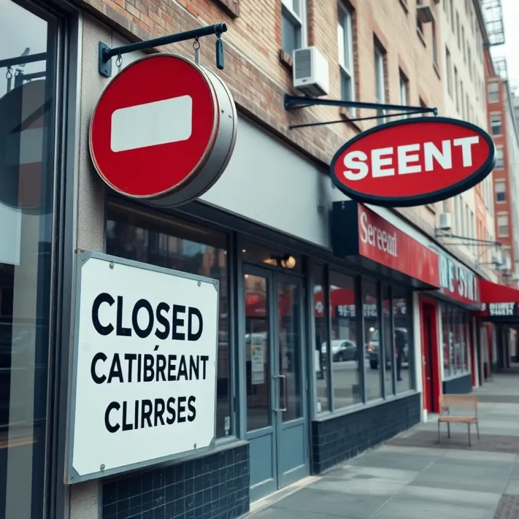 Closed restaurant signs in Boston