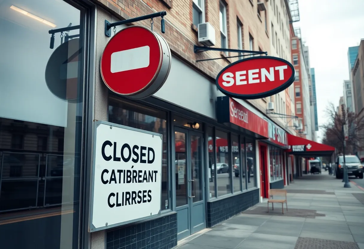 Closed restaurant signs in Boston