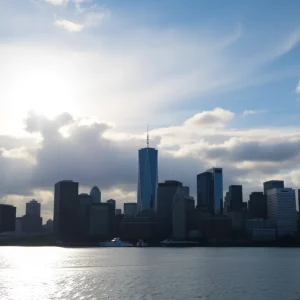 Boston skyline under variable weather conditions