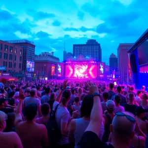 Crowd enjoying a summer concert in Boston