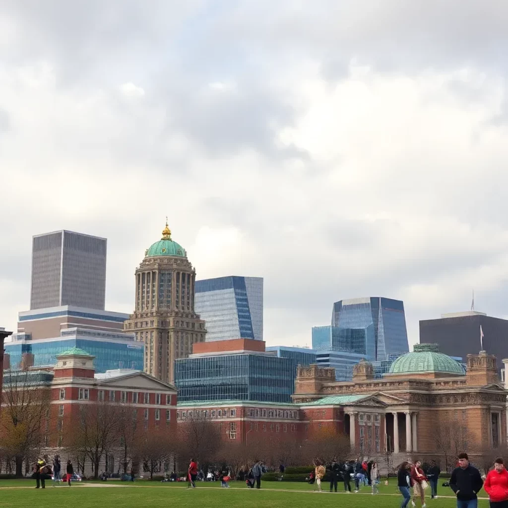 Boston skyline with university buildings