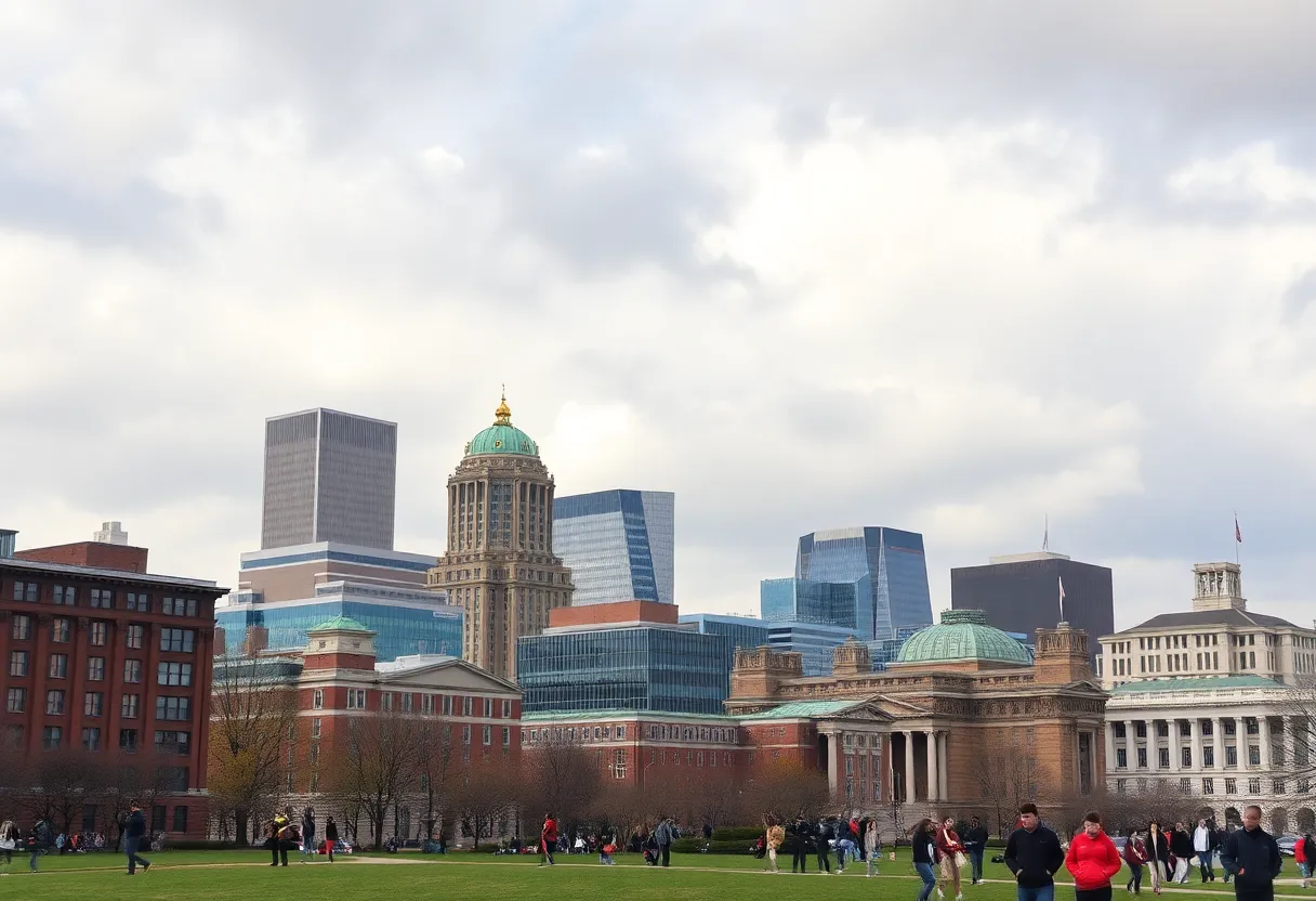 Boston skyline with university buildings
