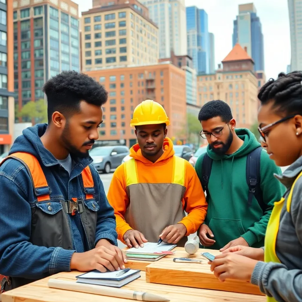 Students in Boston participating in vocational training programs