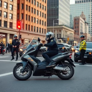 Scene of a moped accident involving police in Boston