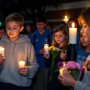 Students gather for a candlelight vigil in memory of crash victims
