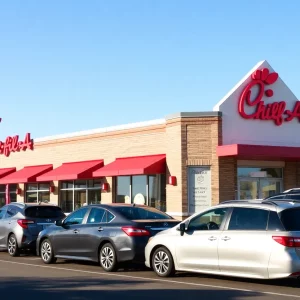 Exterior of new Chick-fil-A restaurant in Hudson, Massachusetts