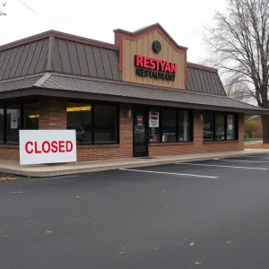 Exterior of a closed Bahama Breeze restaurant in Tyngsboro, MA