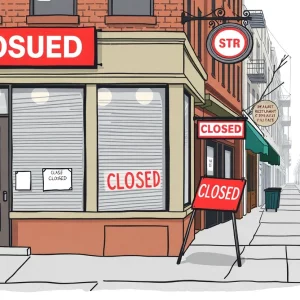 Illustration of closed restaurant storefronts in Boston