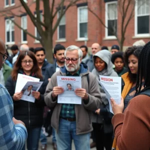 Community gathering searching for missing person in Boston