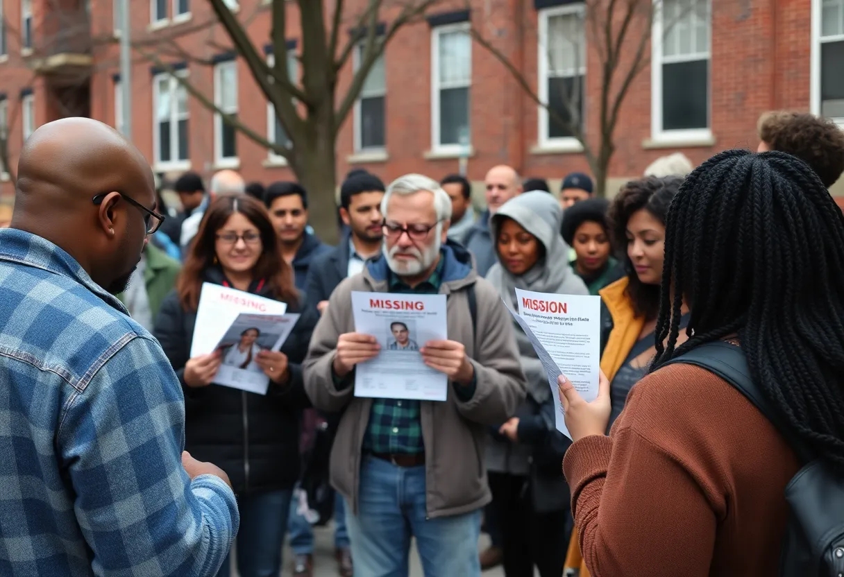 Community gathering searching for missing person in Boston
