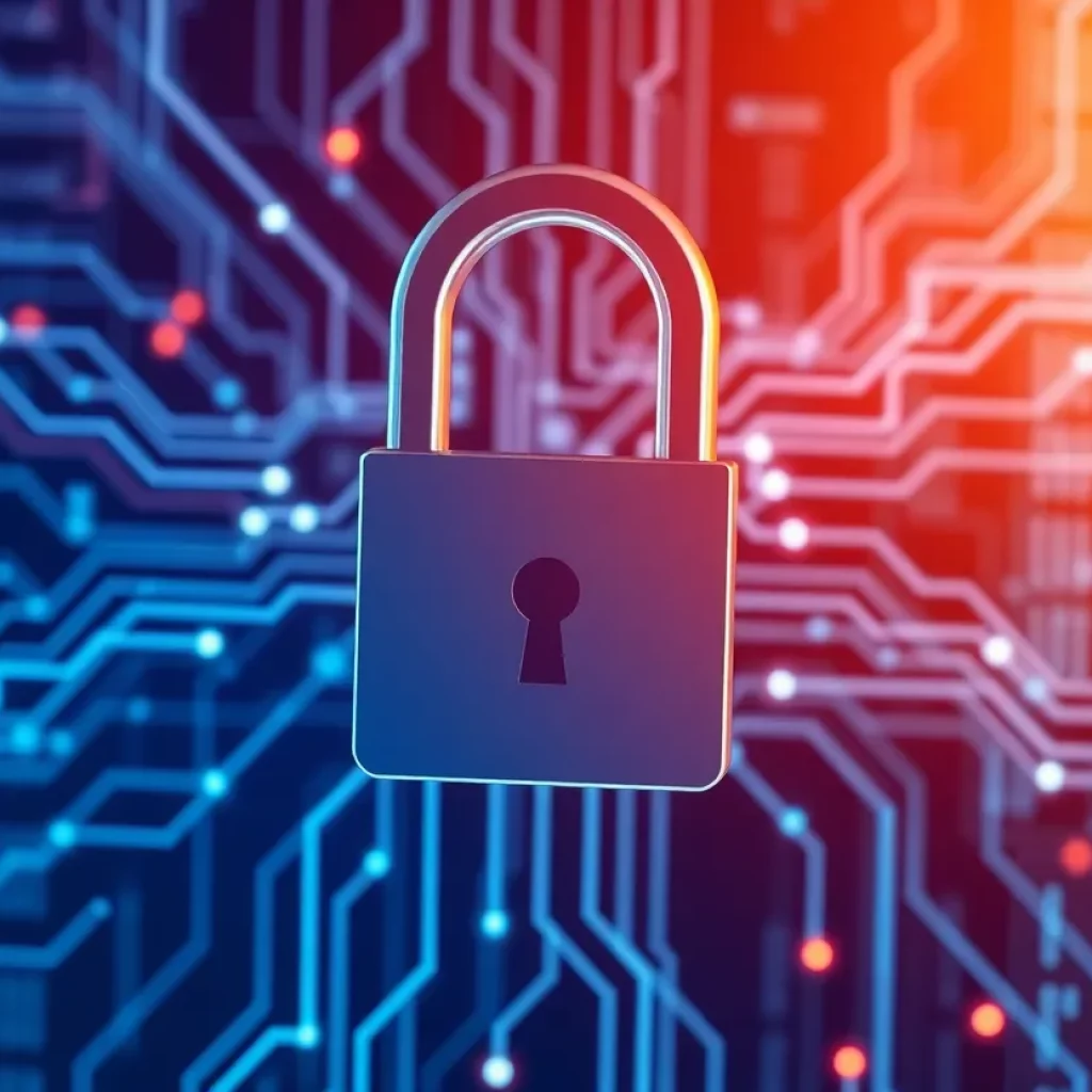 Digital representation of a cyberattack on a company's data security