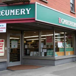 Daily Table grocery store in Boston with closure signage.