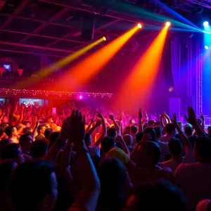 Live concert performance with enthusiastic crowd