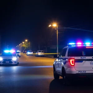Police presence at night following a shooting incident in East Boston.